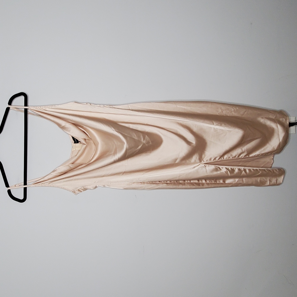 PRETTYLITTLETHING Champagne Satin Strappy Cowl Neck Sleeveless Midi Dress Sz 12 - Picture 8 of 8